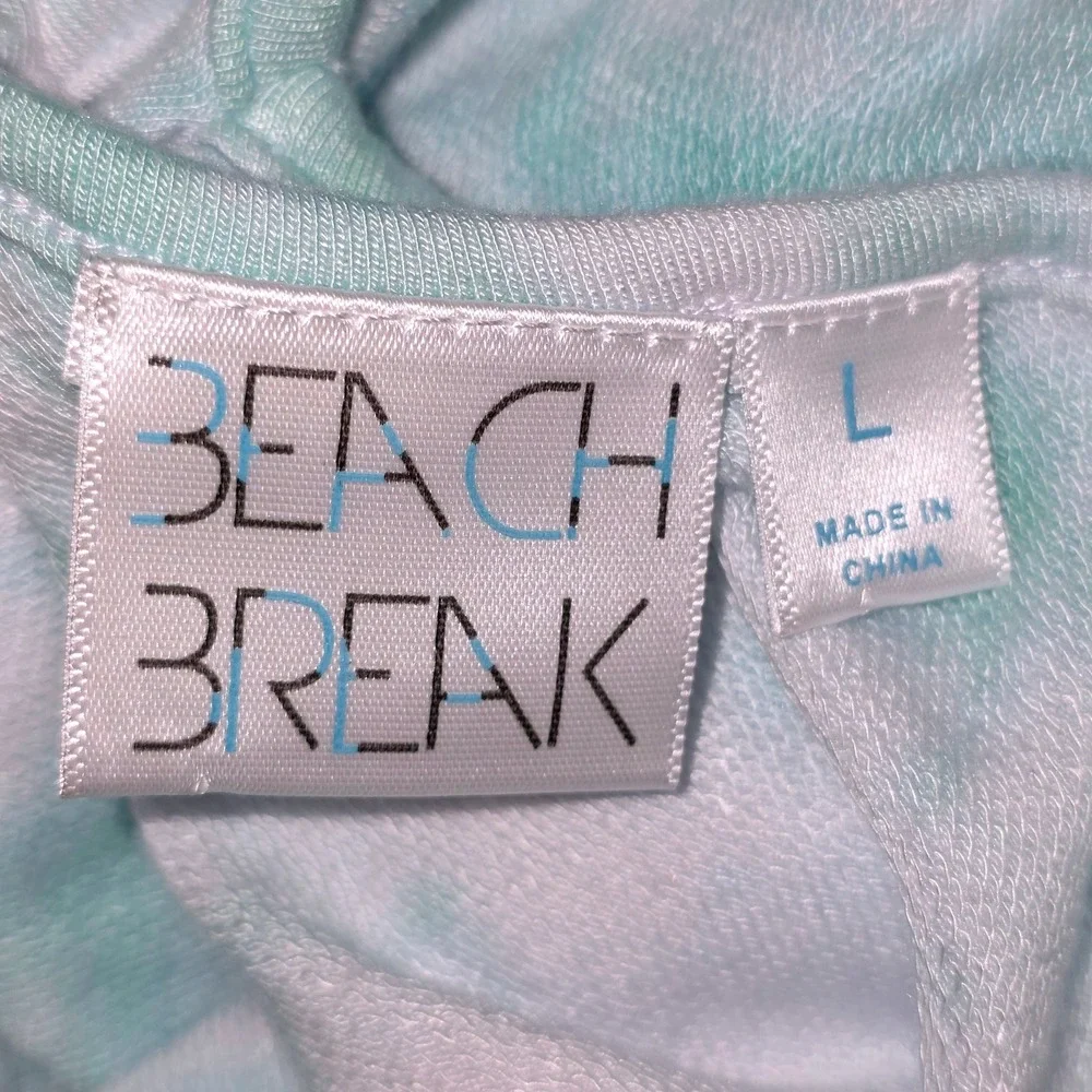 Beach Break Tie Dye Maxi Swim Cover Up Womens Large Aqua White Sleeveless EUC